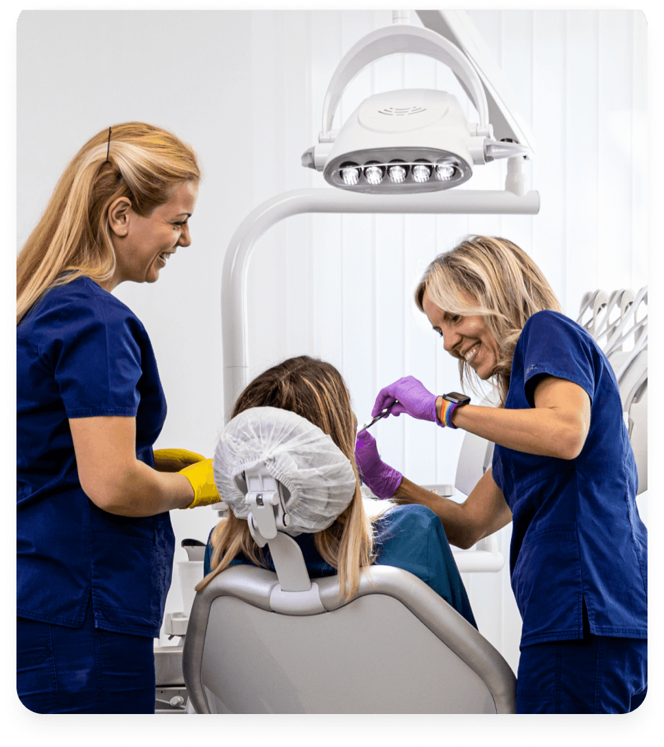 Dental team with patient